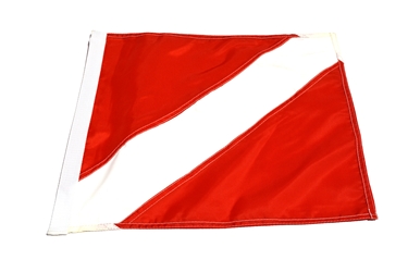 14" x 16"  Nylon Dive Flag w/ sewn channel. NO grommets. NO wire stiffener. Custom Screening is NOT available 