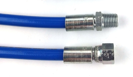 High Pressure 3/16" ID Air Station Hose with one 1/4 Male NPT and one #4 JIC female swivel fitting 