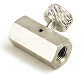 In-line Bleeder, Stainless Steel, 1/4 NPT female in and out. Oxy clean. 