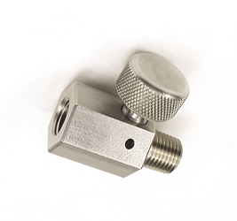 In-line Bleeder, Stainless Steel, 1/4 NPT male & female ports. Oxy clean. 